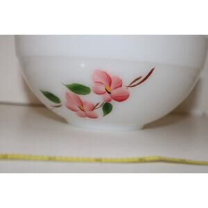 Fire-King White #18 Mixing Bowl with pink floral design VERY Good Condition